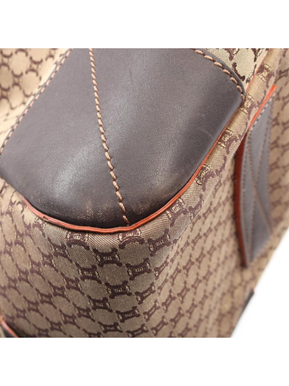 Celine Boston Bag Macadam 2-Way Beige Dark Brown Canvas Leather - Picture 6 of 9